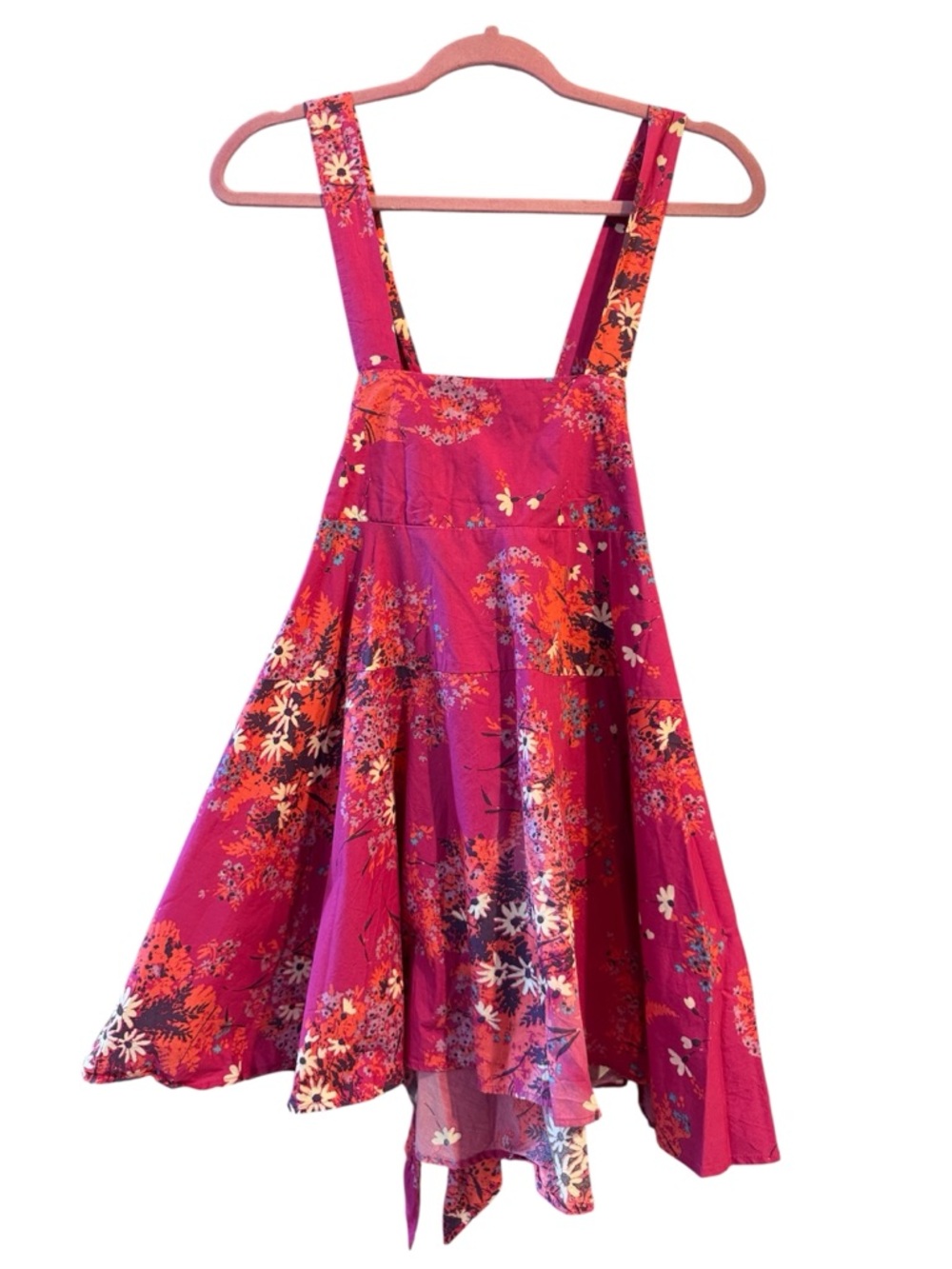 Free People Let the Sunshine In Floral Pink Sundress w/Orange & White Accents XS